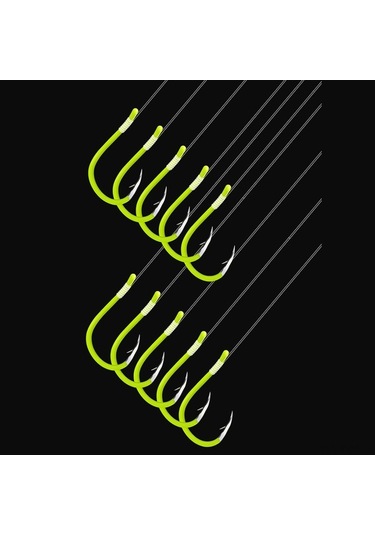 Pazly 50 Adet Parlak Flüoresan Balık Oltası Kancası - Yüksek Karbon Çelik, 5 Farklı Boyut