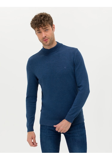 Pierre Cardin Erkek İndigo Melanj Triko Kazak 50276161-vr155 İndigo Melanj