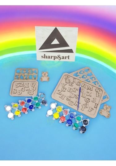 Ahşap Puzzle Alfabe Ve Rakamlar Boyama Seti, Çocuklar Boyayarak Ö