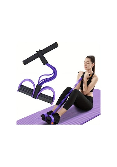 Fochsia Pembe 4'lü Doğal Lateks Direnç Lastiği Yoga Fitness Çekme Aleti Pembe