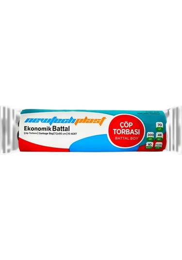Newtechplast Çöp Torbası Ekonomik Battal Boy Mavi 72 x 95 CM 300 Gr 1 Rulo