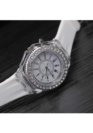 Bosphorusboutique02 Beyaz Led Işıklı Dijital Kadın Kol Saati, Açık Spor Saat İzle, Siyah Bant, Kadınlar İçin, Novahub Mağaza Diğer