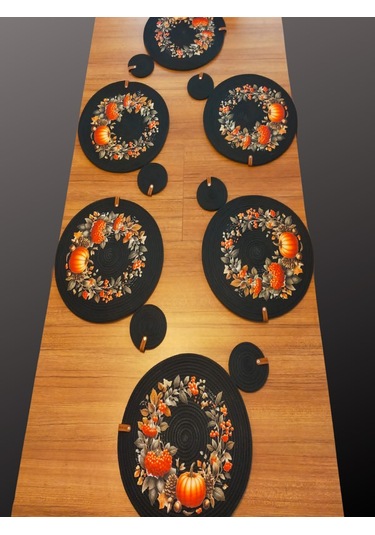 6 Kişilik 12 Parça Amerikan Servis, Hasır Supla Takımı, Tabak Alt Siyah