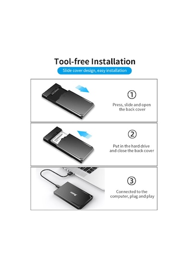Cool-fish K801 Taşınabilir Sabit Disk Kutusu 2,5 İnç Sata Hdd Muhafazası Yüksek Hızlı Tip-c Arayüzü Aletsiz Tasarım Hdd Kutusu