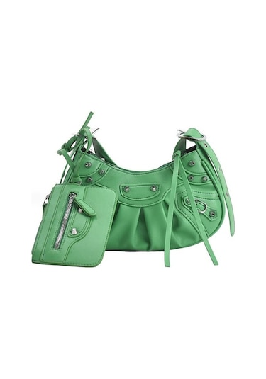 Leezsing Kadın Punk Tarzı Perçin Çantalar Çantalar, Kişilik Vintage Moda Hilal Püsküllü Çapraz Çanta Diğer