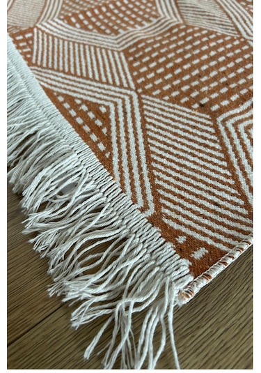 Kiremit Modern Desenli Kilim - Makinede Yıkanabilir Renkli