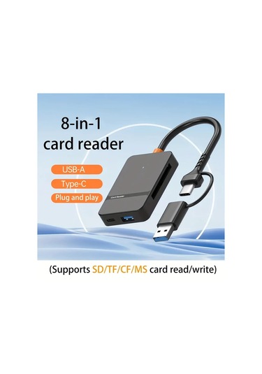 Xuweiwei Xuanguı 8li Siyah Usb C Usb A Kart Okuyucu Sd Tf Cf Ms Kartlar Ve Usb Bellek Sürücüler İçin Taşınabilir Adaptör