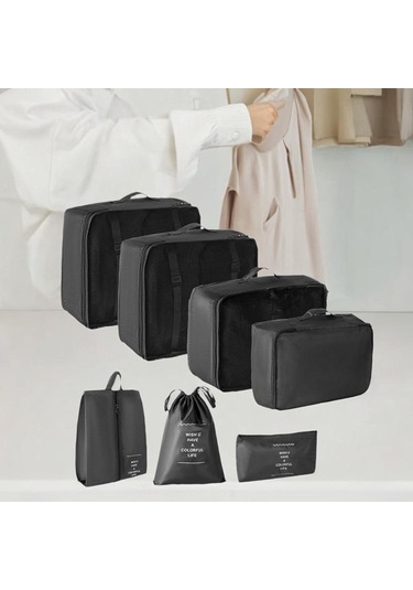 Homyl 7 Parça Ambalaj Küpleri Organizatörler İpli Çanta Siyah