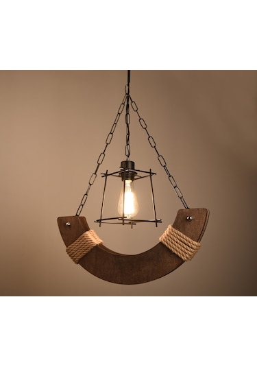 Vedemo Juliette Tekli Rustik Halatlı Ahşap Avize