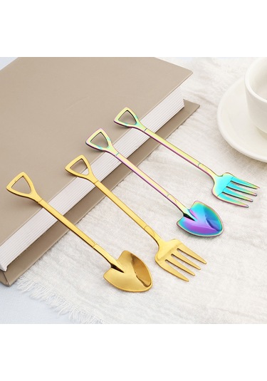 Kosona 304 Paslanmaz Çelik Dondurma Kasa Spoon, Ev/parti İçin Kreatif Çekirdekli, 12cm, El Yeme/çay Karıştırma Uygun, Titanium Rengi Diğer