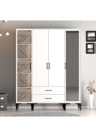 Variant Kumsal 4 Kapılı Ptr Gardrop - Beyaz / Beyaz