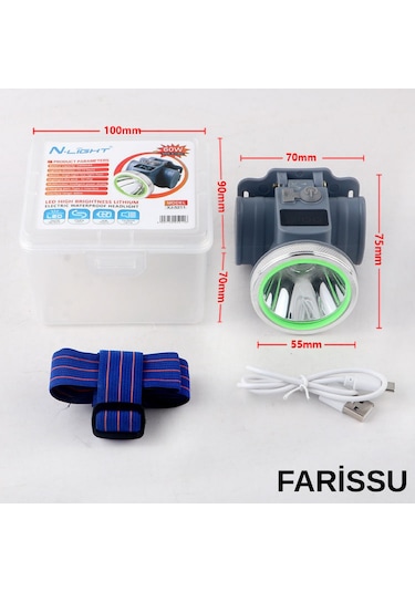 Ultra Güçlü 60w Dijital Göstergeli Kafa Feneri Şarjlı, Su Geçirmez, 3 Modlu Siyah