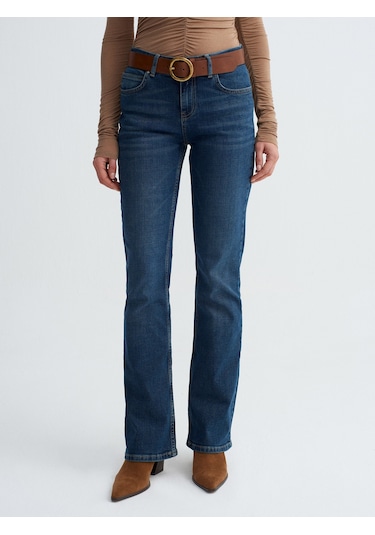 Dilvin 72277 Düşük Bel Likralı Jean-mavi Mavi