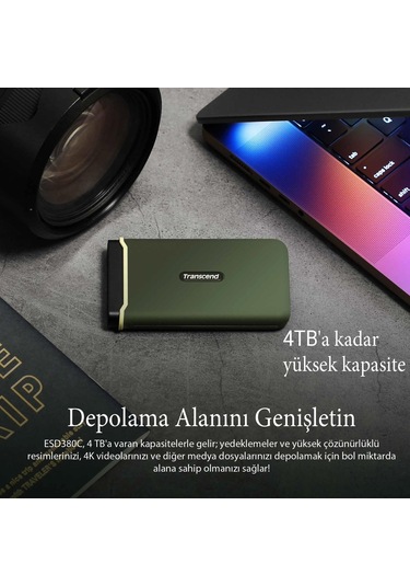 Transcend TS4TESD380C 4 TB NVMe 2000 MB/S PCIE M.2 Gen 2 Type C Taşınabilir Ssd