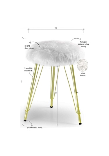 Sude Puf Yumuşak Oturumlu Ayaklı Koltuk Sandalye - Gold Ayak