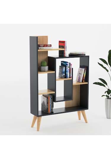 Lagomood New Sally Kitaplık Antrasit Meşe