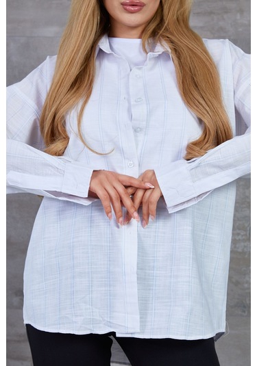 Dparis Çizgili Oversize Gömlek