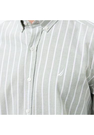 Nautica Classic Fit Erkek Çizgili Gömlek W57405t Yeşil