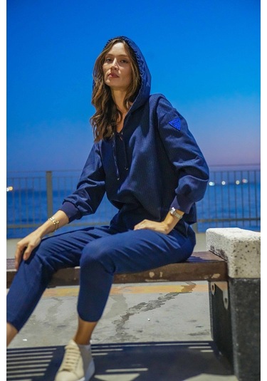 Kadın Kapüşonlu Rahat Eşofman Takım Frn6100 Siyah