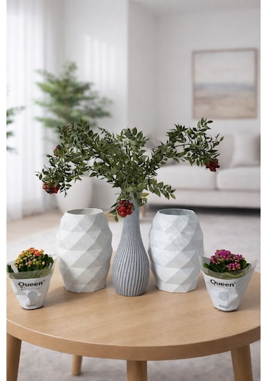 Modern Dekoratif Vazo-3d Baskı Mermer Desen