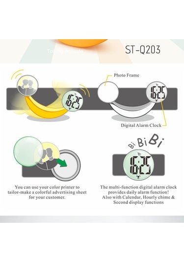 Suntek Sevimli Stiller Muz Şekli Kristal Çerçeve Çalar Saat