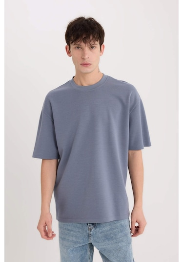 DeFacto Oversize Geniş Kalıp Ütü Gerektirmeyen Bisiklet Yaka Kısa Kollu Basic Düz Ağır Kumaş Tişört X3926AZ25SPGR504 DeFacto Oversize Geniş Kalıp Ütü Gerektirmeyen Bisiklet Yaka Kısa Kollu Basic Düz Ağır Kumaş Tişört X3926AZ25SPGR504