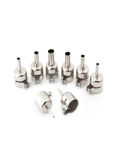 Symbee 850 Lehimleme İstasyonu Uyumlu 8 Parça Paslanmaz Çelik Sıcak Hava Nozulu Seti