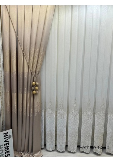 Nivemeshome Fethiye 614178 Taş V-5230 1/3 Sık Pileli Fon Perde Apm Taş