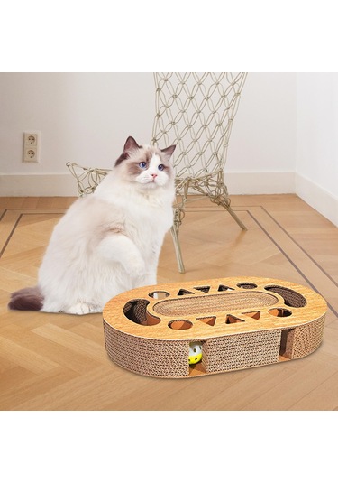 Suntek Kedi Scratcher Parça Zili Topu Eğlence Plakası Oval