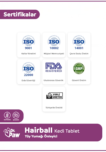 Dr. Paw Hairball Plus Tüy Yumağı Engelleyici Çiğnenebilir Tablet 90 G