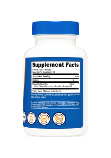 Nutricost Astaxanthin 12mg, 60 Softgels - Non-gmo And Gluten ... Aromasız