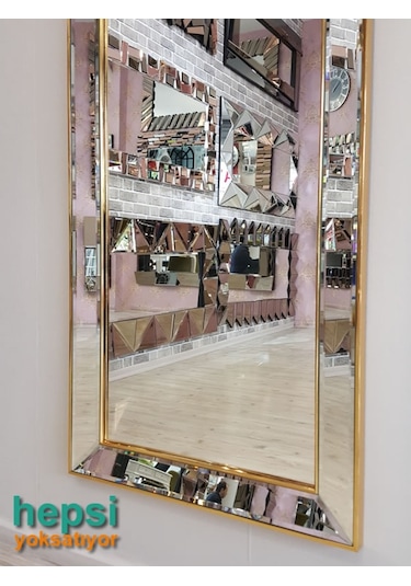 Ayna Çerçeveli Model Altın Renk Boy Aynası Altın
