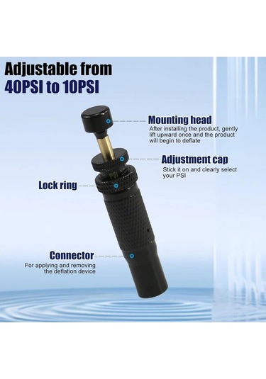Xuweiwei Lunaverve Ayarlanabilir Lastik Deflatoru 10 30 Psı Otomatik Durma 4 Adet Off Road Kamyon Jeep Motosiklet 4x4 Aksesuarlari Siyah