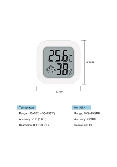 Youtek Ev İçin Akıllı Sicaklık Ve Nem Ölçer - Bebe Odası, Salon İçin Hassas Tespit Cihazı, Dijital Gösterge İle Gerçek Zamanlı Monitör Beyaz