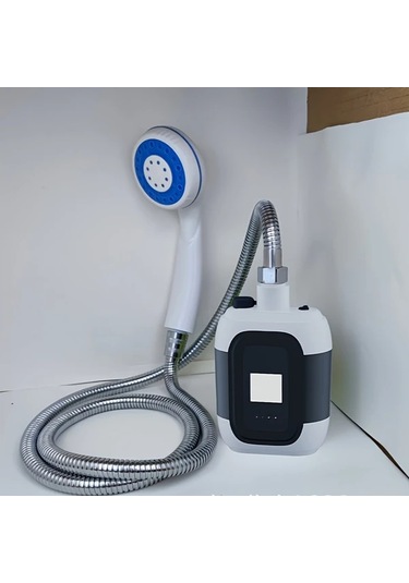 Elmpaly 2000mah Kapasiteli Taşınabilir Kamp Duş Seti 7 Parça Aksesuarlı Filtreli Pompa Bej