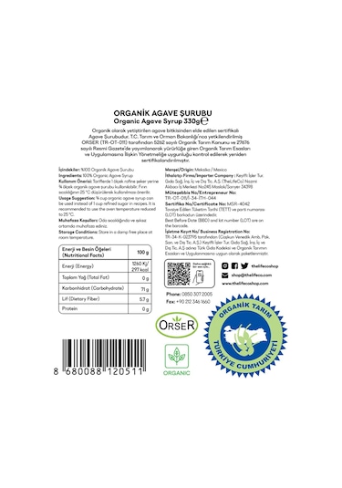 The LifeCo Organik Agave Şurubu 330 G
