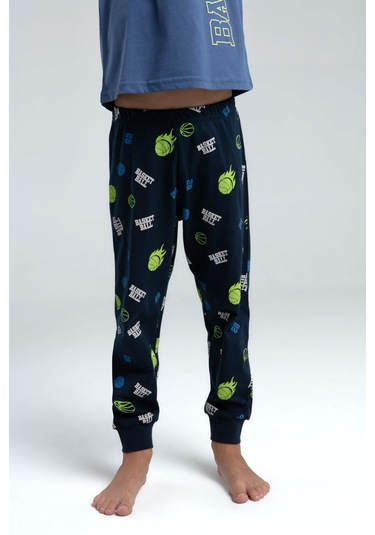 Roly Poly 3530 Garson Erkek Çocuk Bisiklet Yaka Kısa Kollu Pijama Takım Okyanus