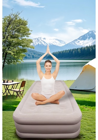 Robo Kendi Kendine Şişen Otomatik Tek Kişilik Yatak Bej