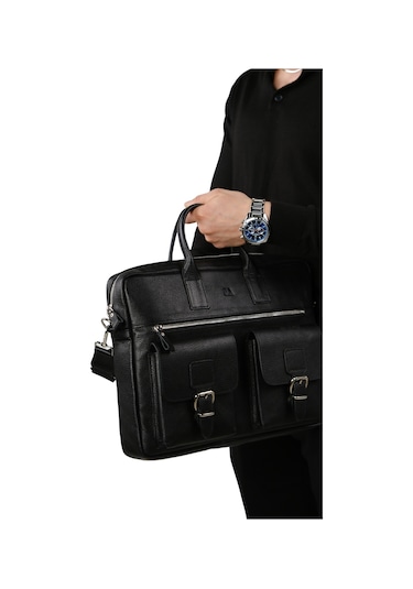 Mft Leather Hakiki Deri Laptop El Çantası Loreen 2230 Flother Siyah