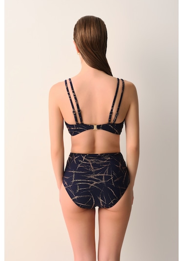 Suwen Glace Üçgen Bikini Üst Sb2622013811381 Lacivert