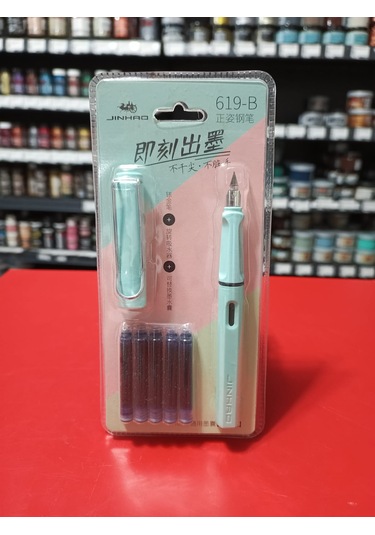 Jinhao Dolma Kalem Seti Pastel Turkuaz Ef 0,38mm Uç Kalem+5kartuş