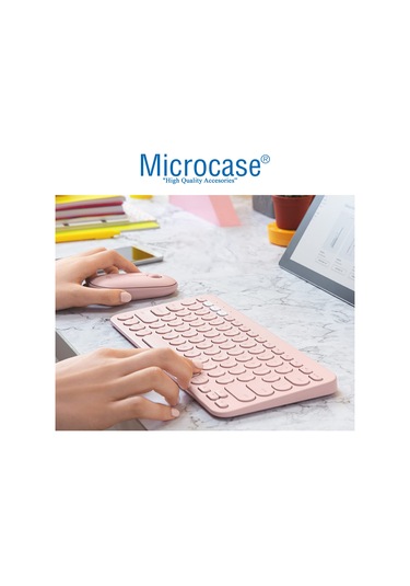 Microcase Yuvarlak Tuşlu Bluetooth Kablosuz Klavye - AL3048 Pembe