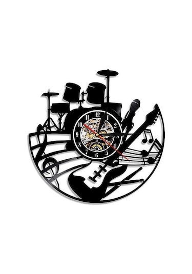 Primepickings Tahrikli Enstrüman Vinil Kayıt Duvar Saati A