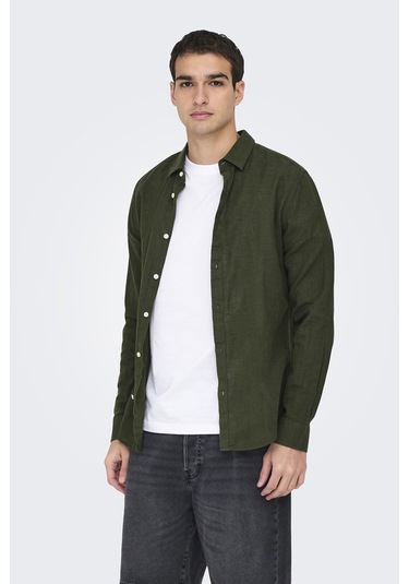 Only & Sons Erkek Gömlek 22012321 Koyu Haki Koyu Haki