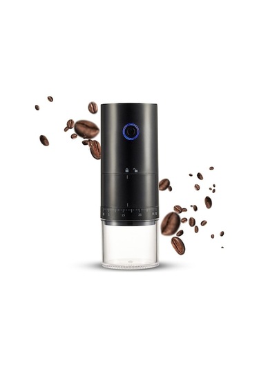 Kahve Değirmeni Seramik Öğücü, 38 Ayar Kalınlık Ayarlamalı, 25g Fıstıklık, 120ml Toz Kabin, 1500mah Pil, Usb Şarjlı, Taşınabilir, Siyah Siyah Siyah