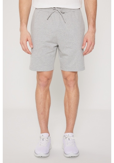 Ac&Co / Altınyıldız Classics Erkek Grı Melanj Standart Fit Normal Kesim 2 Iplik Cepli Recycle Pamuklu Örme Şort Gri Melanj