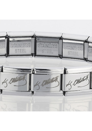 K. Atatürk İmzalı İtalyan Charm Unisex Çelik Bileklik Scb54 Beyaz