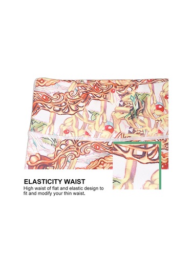 Paıyıge Kadın Baskılı Tavuskuşu Hk47 Yoga Pantolon Kırmızı - Beyaz