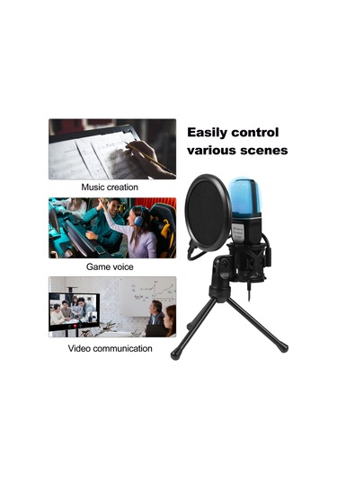 Lemestar Rgb Işıklandırmalı Usb Bilgisayar Mikrofonu - Oyun, Müzik Ve Video İçin Çok Renkli Mikrofon