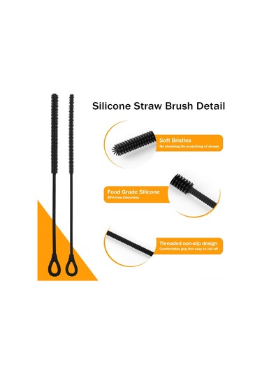 Shineyee 2 Adet 25cm Silikon Pipet Temizleme Fırçası - Esnek Çelik Çekirdekli, Yeniden Kullanılabilir, Uzun Saplı Yumuşak Tüylü, Cam Pipetler Ve Karıştırma Bardakları İçin Uygun 6mm+9mm Siyah